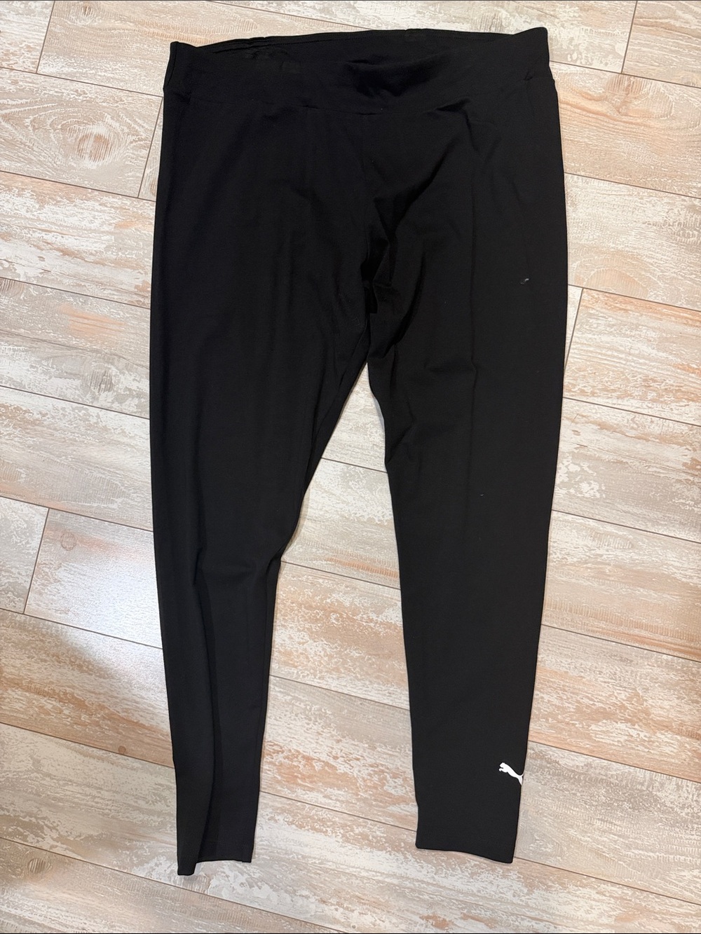 Puma Black High-Rise Athletic Leggings with White Logo